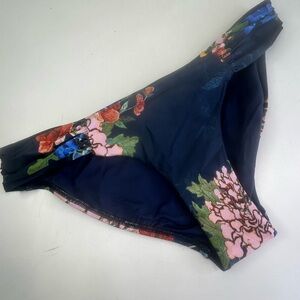 New Milea bikini bottom Eastern Ruched side hipster blue bird floral pattern 10